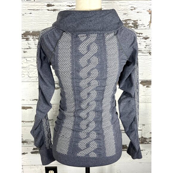 ATHLETA Comet Cowl Neck Seamless Pullover Top Long Sleeve Gray Sz S 306563 EUC - Picture 3 of 4